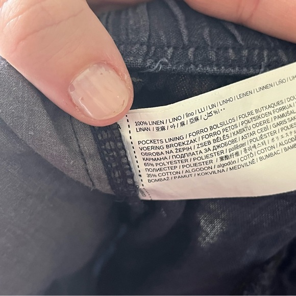 FOR JUDY Mango Navy Linen drawstring pants size M - Picture 5 of 6